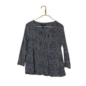 Gap women’s cuff 3/4 sleeve tunic cotton sz xs blue white polka dots blouse